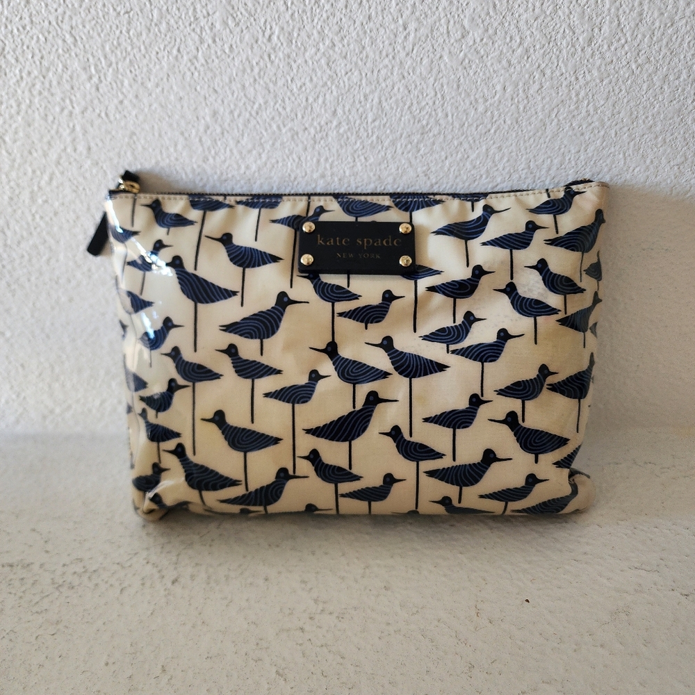 Gently Used Kate Spade Daycation Neda Bird Print Zip Pouch Blue